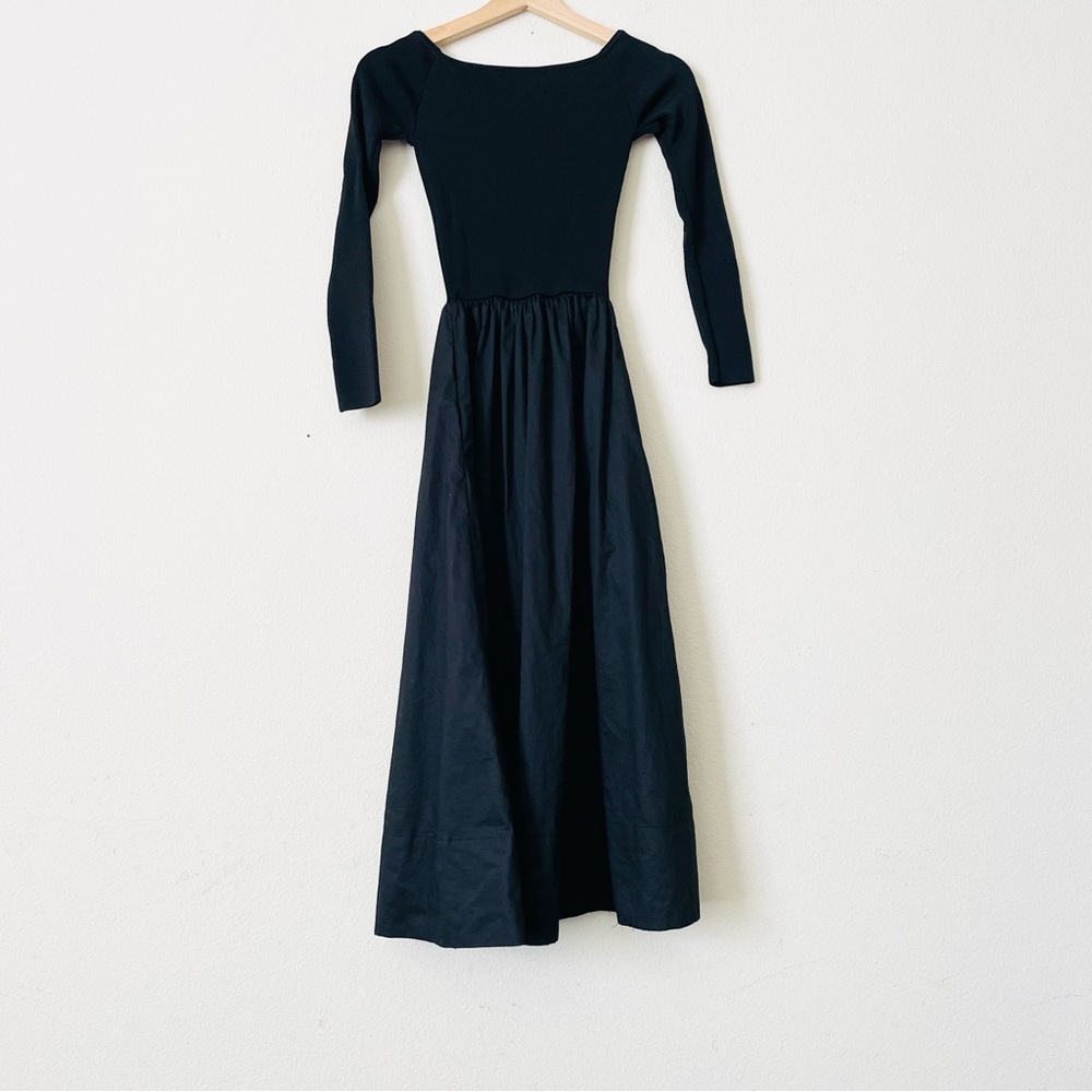 Tuckernuck XXS Black Dupioni Clea midi pocketed fit and flare dress - Picture 7 of 8